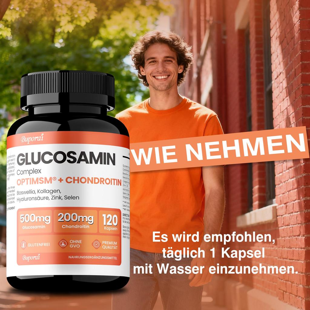 Glucosamine Chondroitin Complex, Containing Hyaluronic Acid Extract, Supports Joint Health, Suitable for Adults.