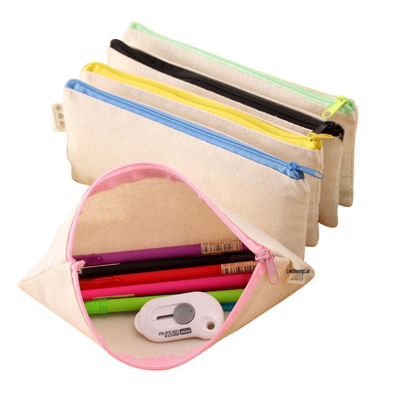 Bojin Canvas DIY Blank Pencil Case for Student Art - Perfect for Hand-Painting for Boys and Girls