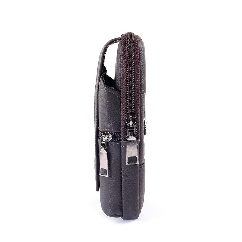 Genuine Leather Crossbody Phone Bag, Belt Pouch Phone Holster for Men, Multi-Pocket Waist Bag with Zipper , Card Holder, Hands-Free EDC Travel Wallet