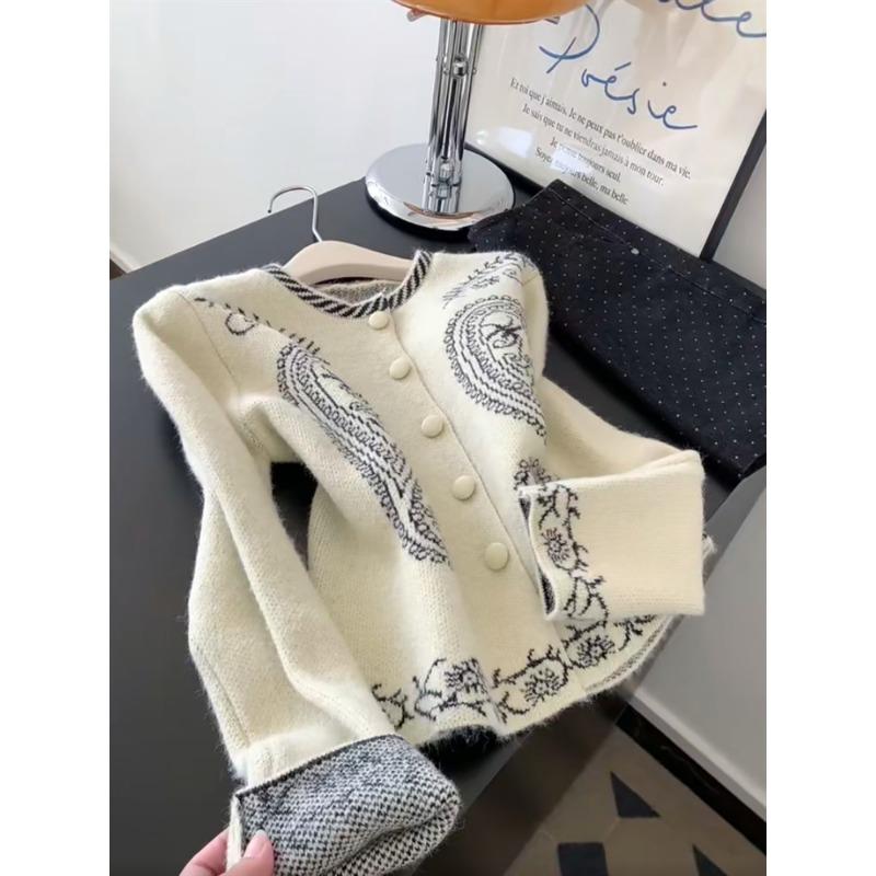 Women S Long Sleeve Knit Cardigan With Embroidery Vintage Sweater