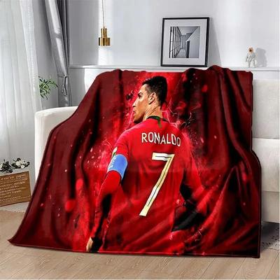 Manta Suave de Peluche con Estampado 3D de Estrella de Fútbol CR7, Manta de Franela para Sofá Cama Sala de Estar Dormitorio Picnic Cubierta
