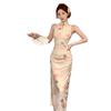 New Chinese National Style Improved Cheongsam Dress Women's Summer Mesh Skirt Sexy Tight Split Hip Wrap Mid-length Dress