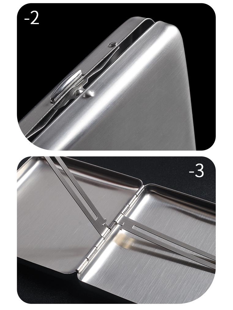 Stainless Steel Portable Cigarette Case, 20-Capacity for 6.5mm Medium Cigarettes
