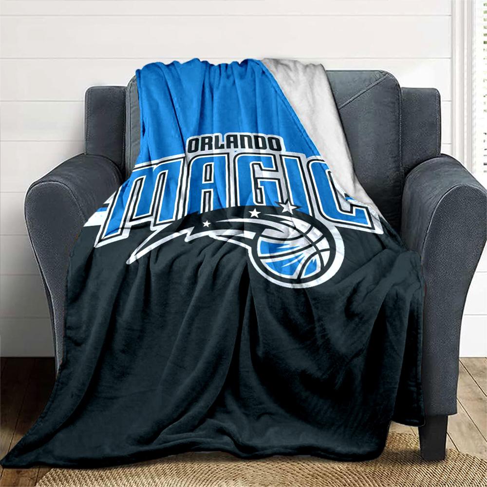 Orlando Magic Logo Print Flannel Blanket High Quality Warm Comfortable Cover for All Seasons Perfect for Gifts Home Decor