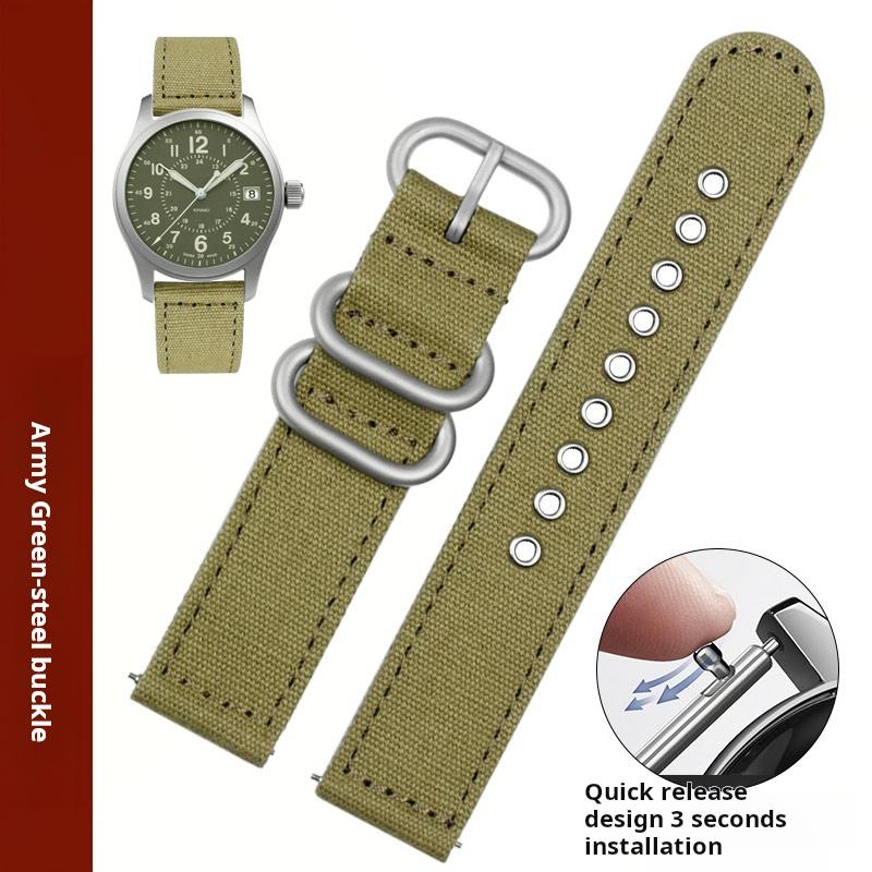 20mm 22mm Quick Release Men Watchband For Hamilton Khaki H68201993 Timex Citizen Canvas Replacement Watch Strap Gray Blue Nylon