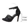Neue Damenschuhe Fischmaul Stiletto High Heels Mesh durchbrochen offene Zehen Schnalle durchbrochen einfarbige Sandalen Damen