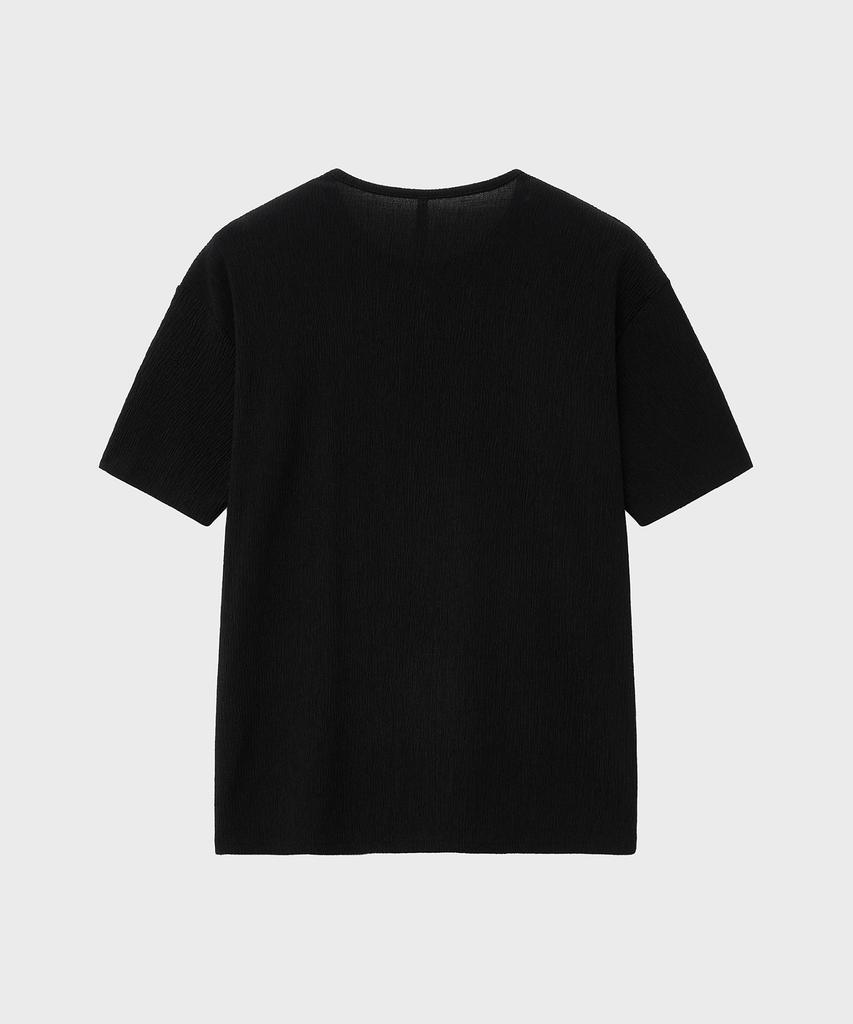 NOIRER Pleated Semi-Overfit Half T-Shirt (Black)