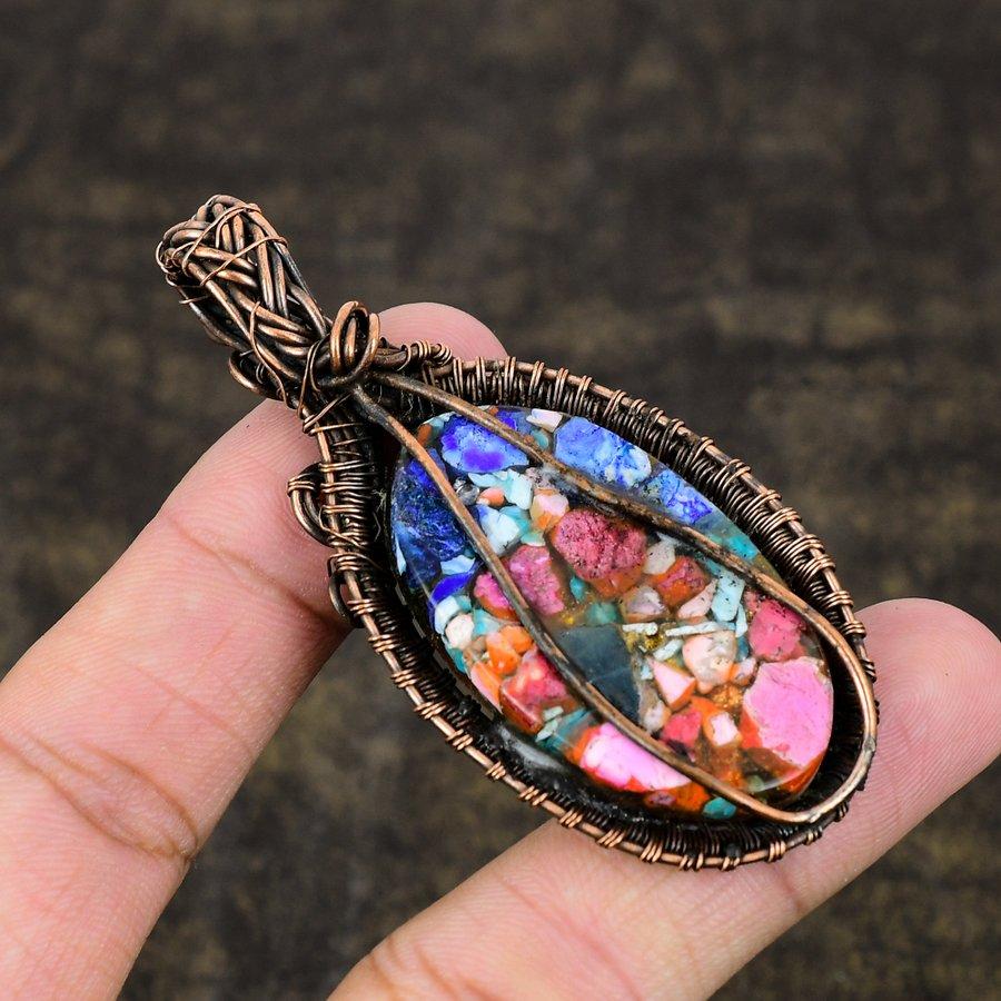 Spiny Oyster Handmade Copper Wire Wrap Jewelry Pendant 2.99" B3v91