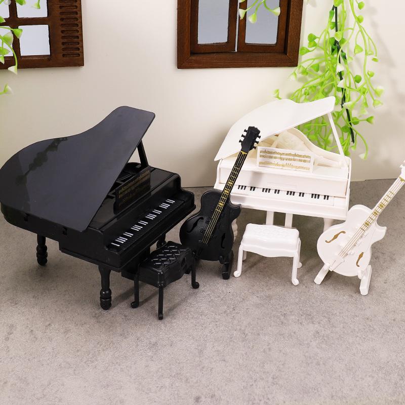 Miniature Dollhouse Grand Piano & String Instruments Set
