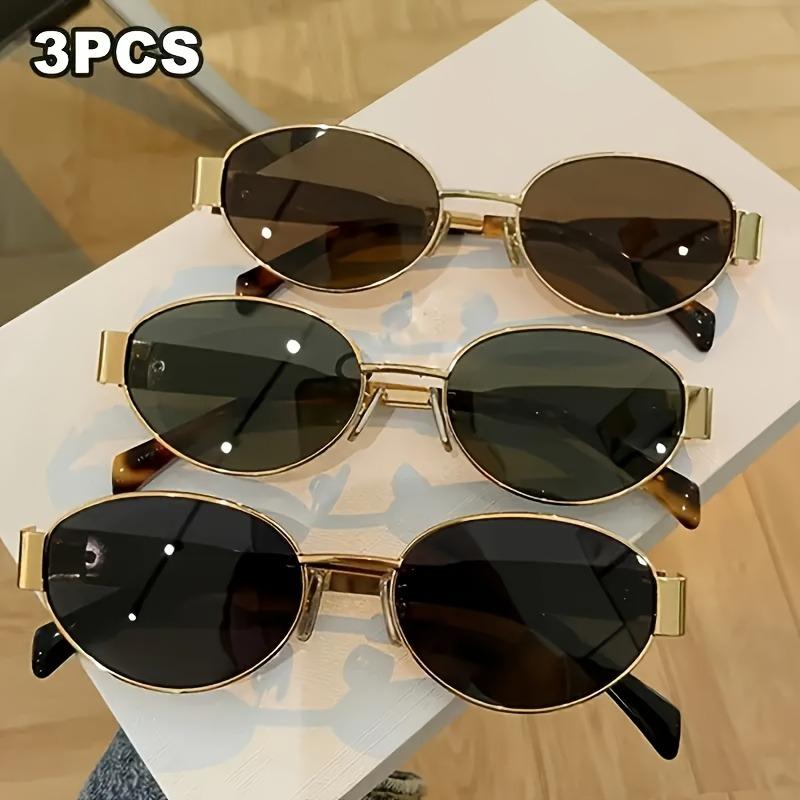 3 Pairs of Unisex Oval Fashion Glasses