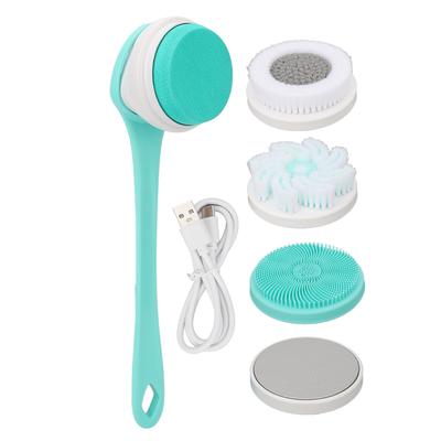 IP67 Waterproof Multifunctional Electric Shower Brush 3 Gear 5 Brush Heads Long Handle Massage