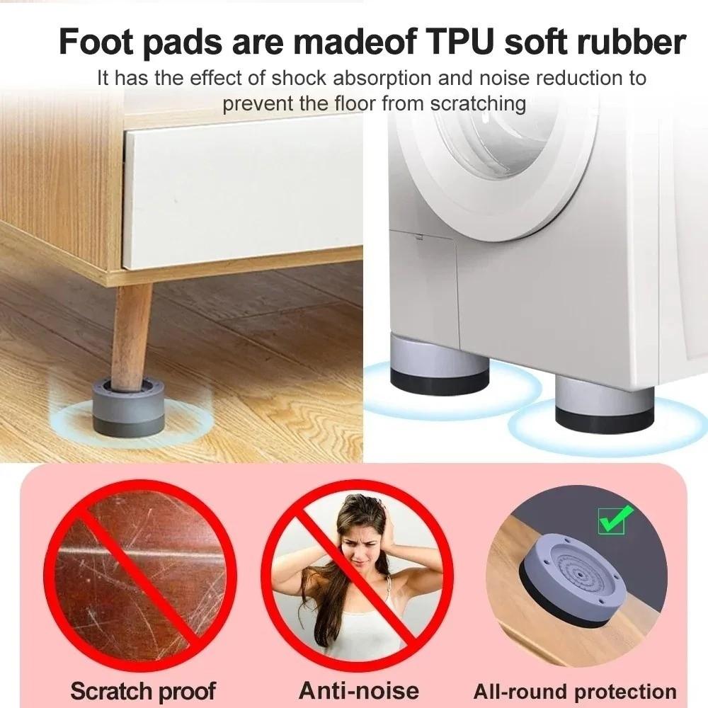 4Pcs Anti Slip Washing Machine Foot Pad Furniture Dampers Stand  Washing Machine Refrigerator