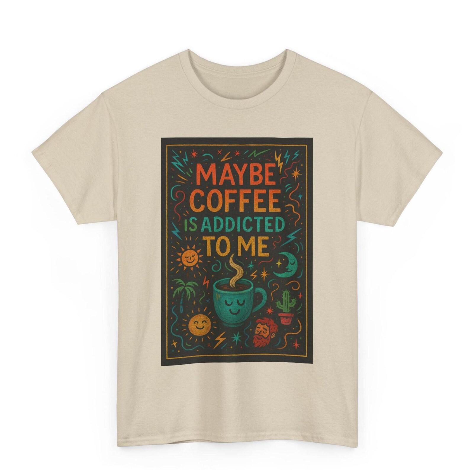 Funny Coffee Addicted to Me T-Shirt: Retro Caffeine Humor Graphic Tee M