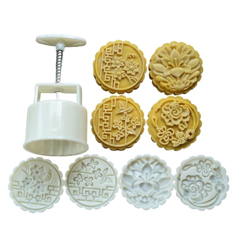 

Flower Pattern Mooncake Press Mold Cookie Stamps Chinese MidAutumn Moon Cake Makers Decoration Tool for DIY Cookie