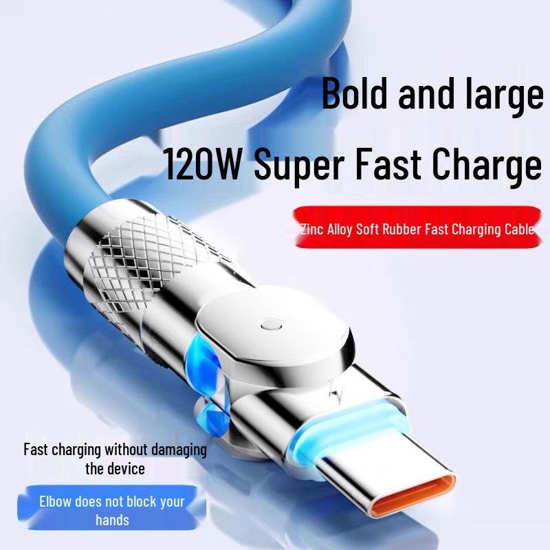 120W Super Fast Charge Rotating Type-C Data Cable for Android - Compatible with Huawei, Honor, Vivo, Oppo