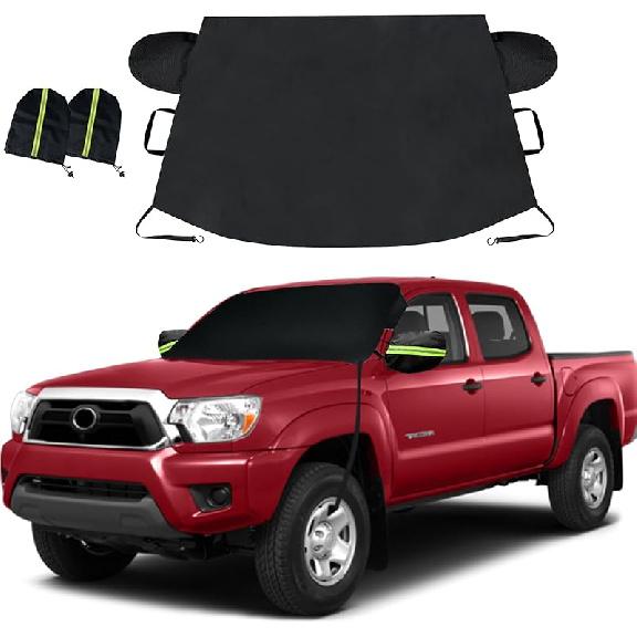 Car Windshield Cover for Ice and Snow, Frost Removal Wiper Protector, All Weather Waterproof Sunshade Snow Cover with Side Mirrors Cover Fits Most