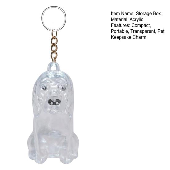 Dog Hair Collector Charm Keychain Transparent Pet Fur Keepsake Capsule Rabbit Memorial Pet Hair Collection Bottle Charm with Keyring Gift for Pet