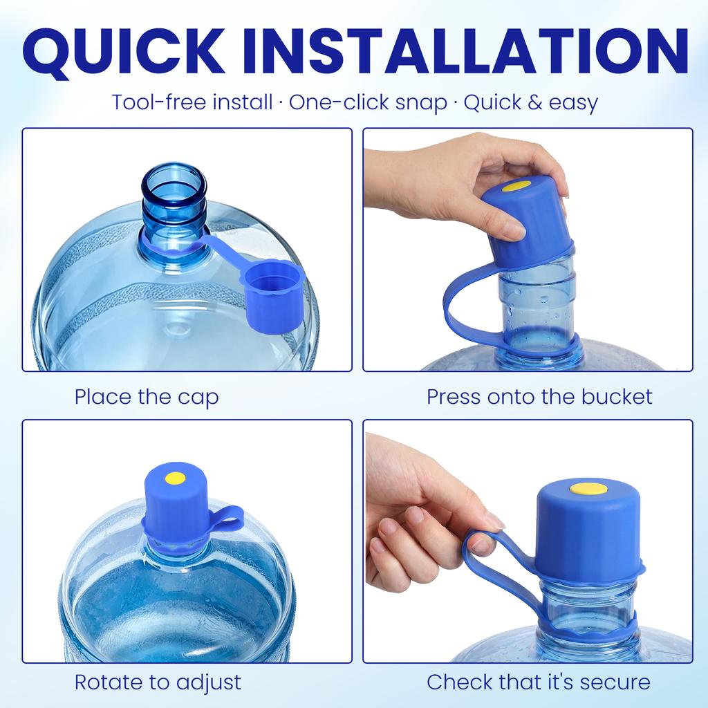 3Pcs 5 Gallon Water Jug Cap Reusable Replacement Bottle Lids Spill Water Bottle Caps Silicone Replacement Cap Lids Anti Splash
