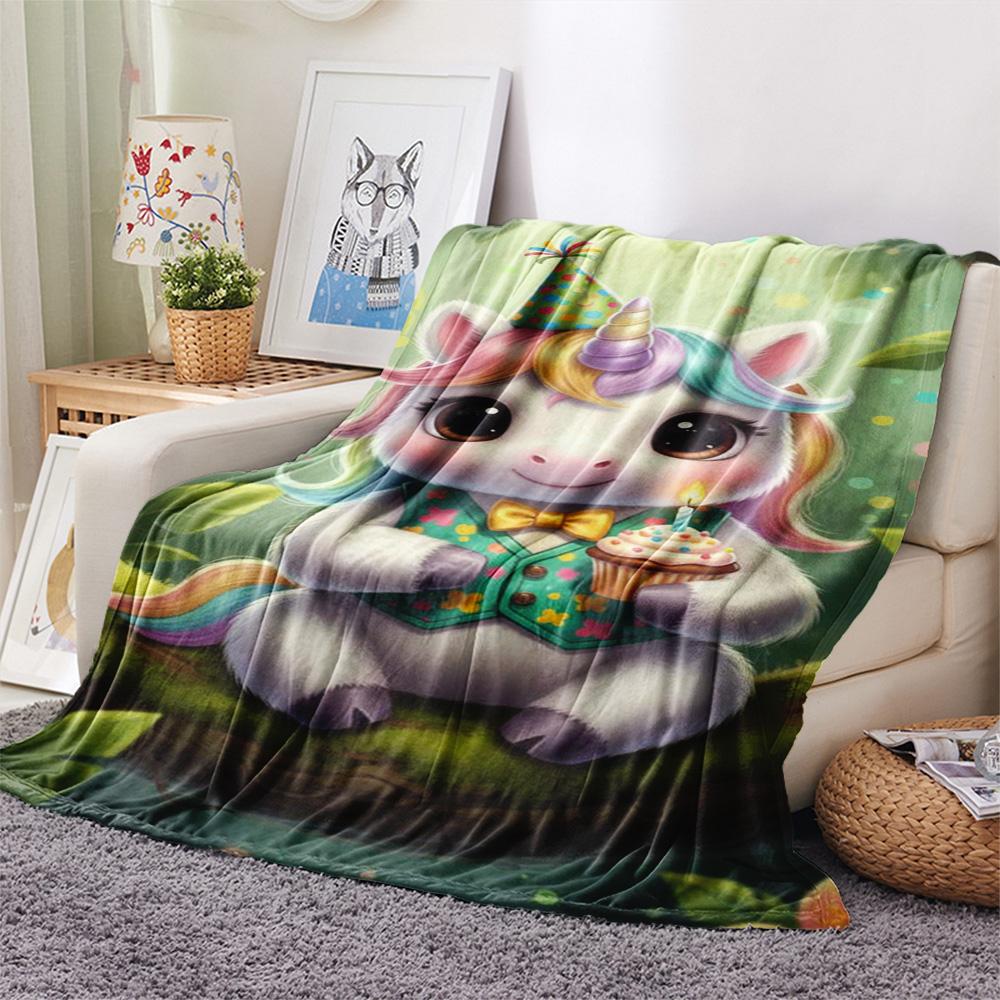 1PC Fairy Tale Style Print FlAannel Blanket, High Quality Comfortable for All Seasons, Home Decor, Warmth and Comfort