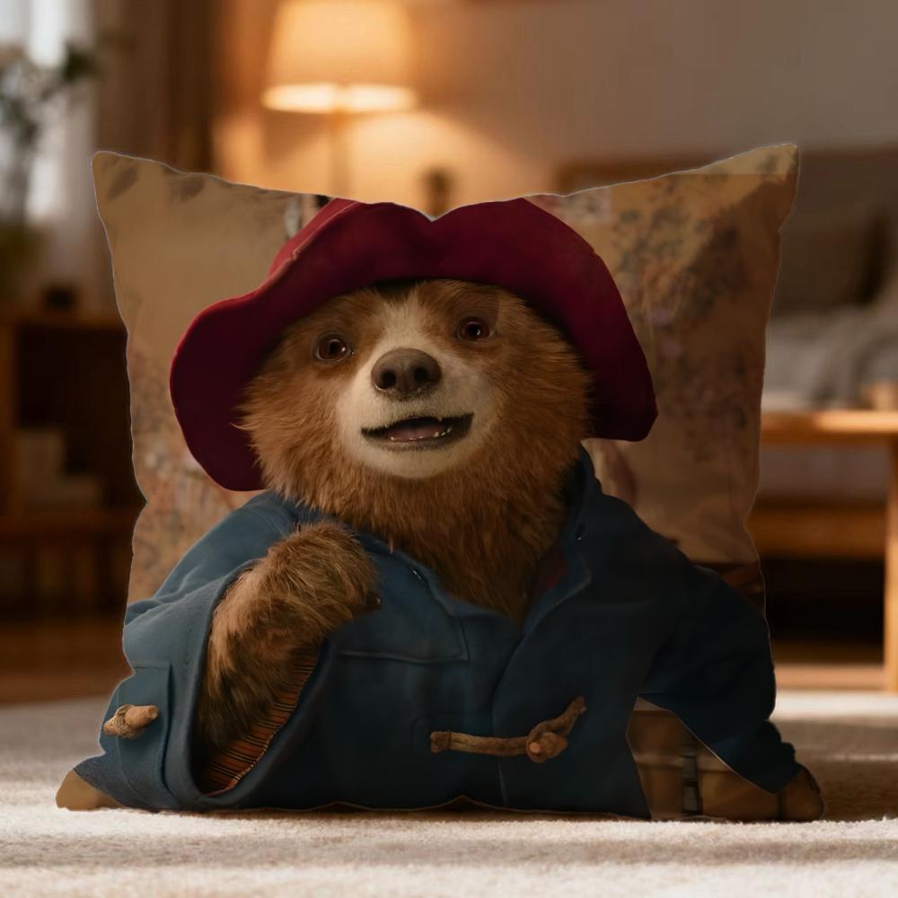 Fashion P-PPaddington Bear Cushion Cover Soft Washable Pillow Case Multi-Scene for Couch Bed Travel Office Use