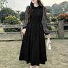 ZANZEA Women Casual Round Neck Mesh Splice Long Sleeve Dress