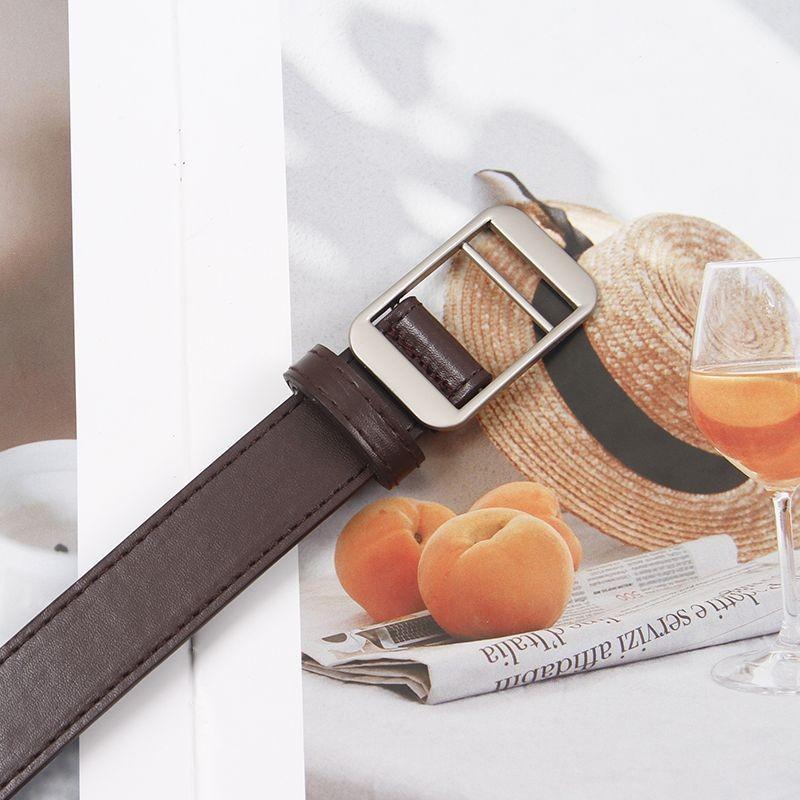 Durable Simple Design Vintage Black Pu Jeans Belt Perfect For Men And Women