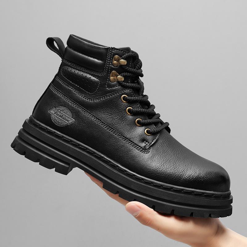 

Универсальные мужские мотоциклетные ботинки, мужские кроссовки из натуральной кожи, повседневная обувь ручной работы, классические ботильоны на шнуровке 45 чёрный