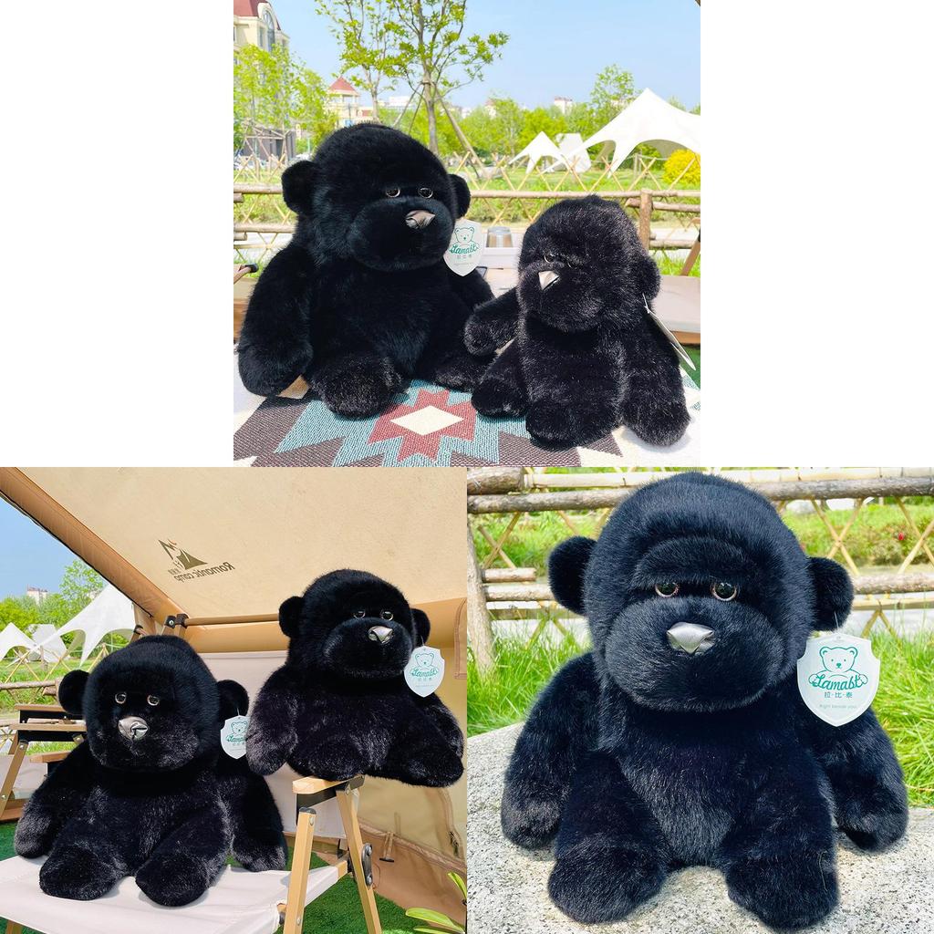 Black Chimpanzee Plush Toy Animal With Soft Short Pile For Kids Playroom Decor