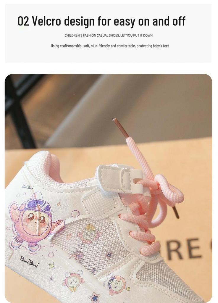 Cartoon Princess Style Girls' Soft Sole Canvas Shoes - Cute, Stylish, Casual Spring/Summer 2026
