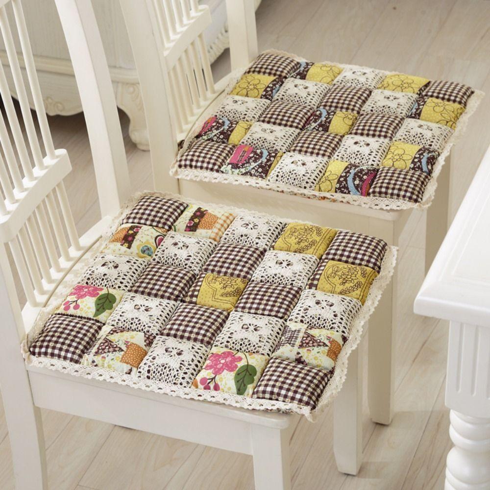 Square Cotton Chair Pad Thicker Seat Cushion Soft Flower Style Chair Cushion  Home