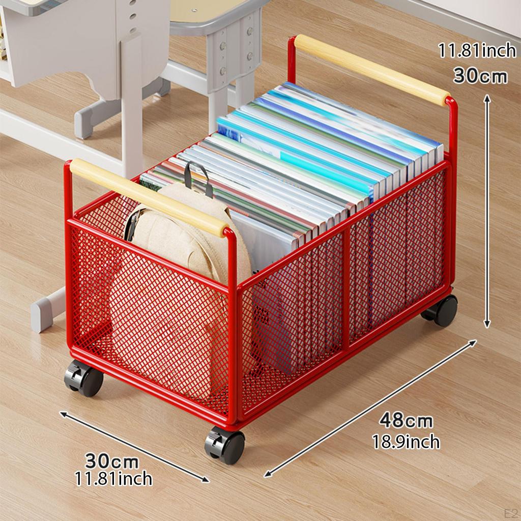 Compact Under Desk Storage Cart with Wheels And Handle Mobile File Organizer Magazine Basket Toy