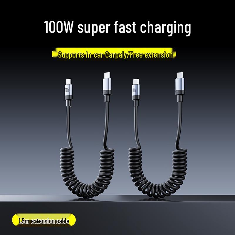 100W Dual Type-C Fast Charging Retractable Cable for Apple & Huawei Honor