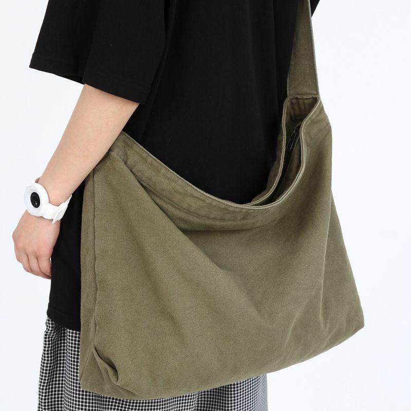 Japanese Style Canvas Messenger Bag - Unisex, Large Capacity, Crossbody/Shoulder Design
