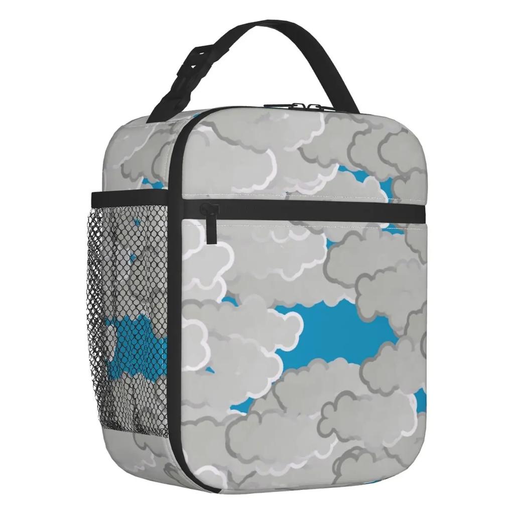 Japanese Clouds Insulated Lunch Bags for School Office Turquoise And Aqua Cloud Portable Cooler Thermal Lunch Box Women Children