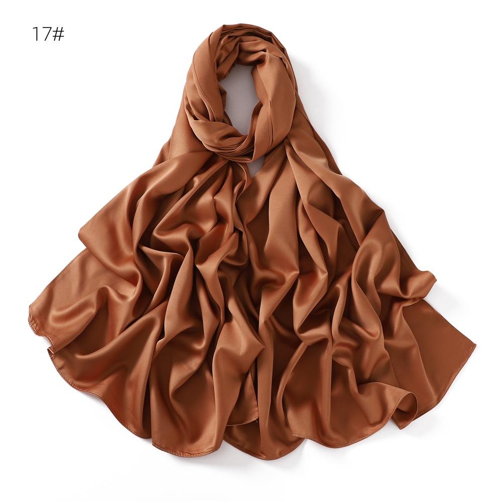New Luxury Medine Silk Scarf For Women Muslim Plain Hijab Long Shawls Big Size Headscarf Wraps Islamic Turban Headband Bandana