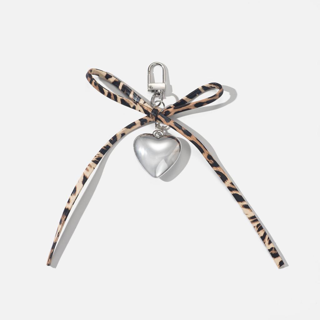 Schlüsselanhänger Anhänger mit Leopardenmuster Schleife & Herz Stern