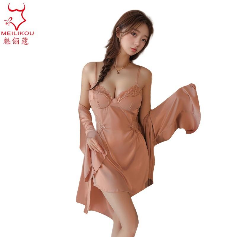 Sexy home four seasons pure lace satin small chest gathering suspender nightdress women's loungewear