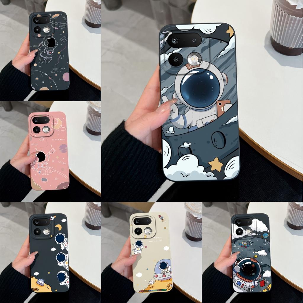 For Oppo Realme 16 15 14 Pro Plus OPPO Reno 15 Pro A6X A83 A79 A78 A96 A95 A94 A93 A92 A91 Phone Case Lovely Astronaut Soft Liquid Silicone Back Cover