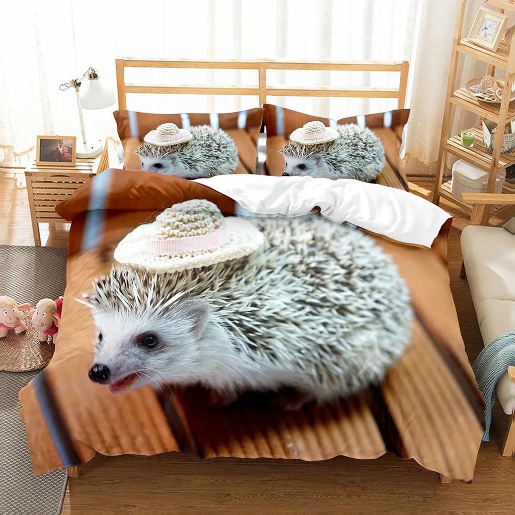 Hedgehog Duvet Cover Collection Cute Cute Animal Polyester Comforter Cover King Queen Size For Kid Boy Girl Bedding Collection With Pillowcase