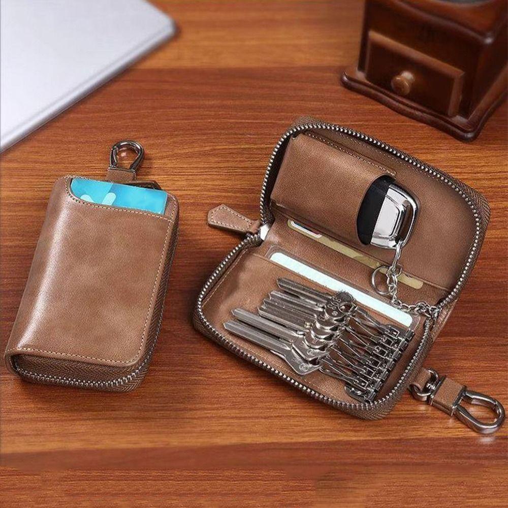 PU Leather Key Organizer Pouch Fashion Key Storage Organizer Car Key Wallet Commuting Use