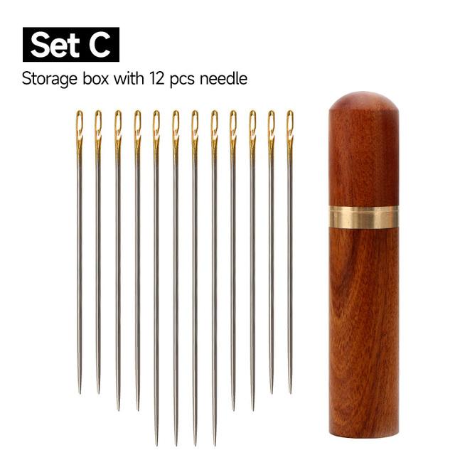 12/36 szt. Igły do szycia wielowymiarowe otwierane z boku ze stali nierdzewnej cerowanie do szycia narzędzi ręcznych do użytku domowego