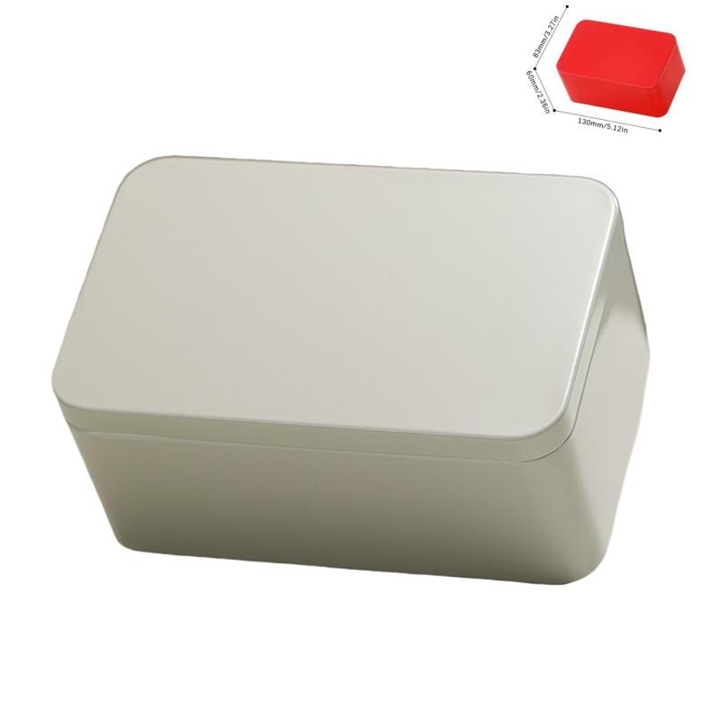 1Pcs Tin Box With Lid Soild Color Card Box Simple Tinplate Empty Cans Rectangular Case Candy Cookie Jar Container Home Storage