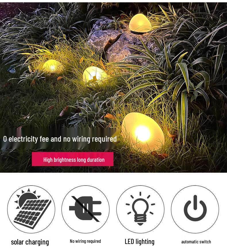 Outdoor Waterproof Solar Pebble Light: Seven-Color LED Lawn Lamp with Induction Control