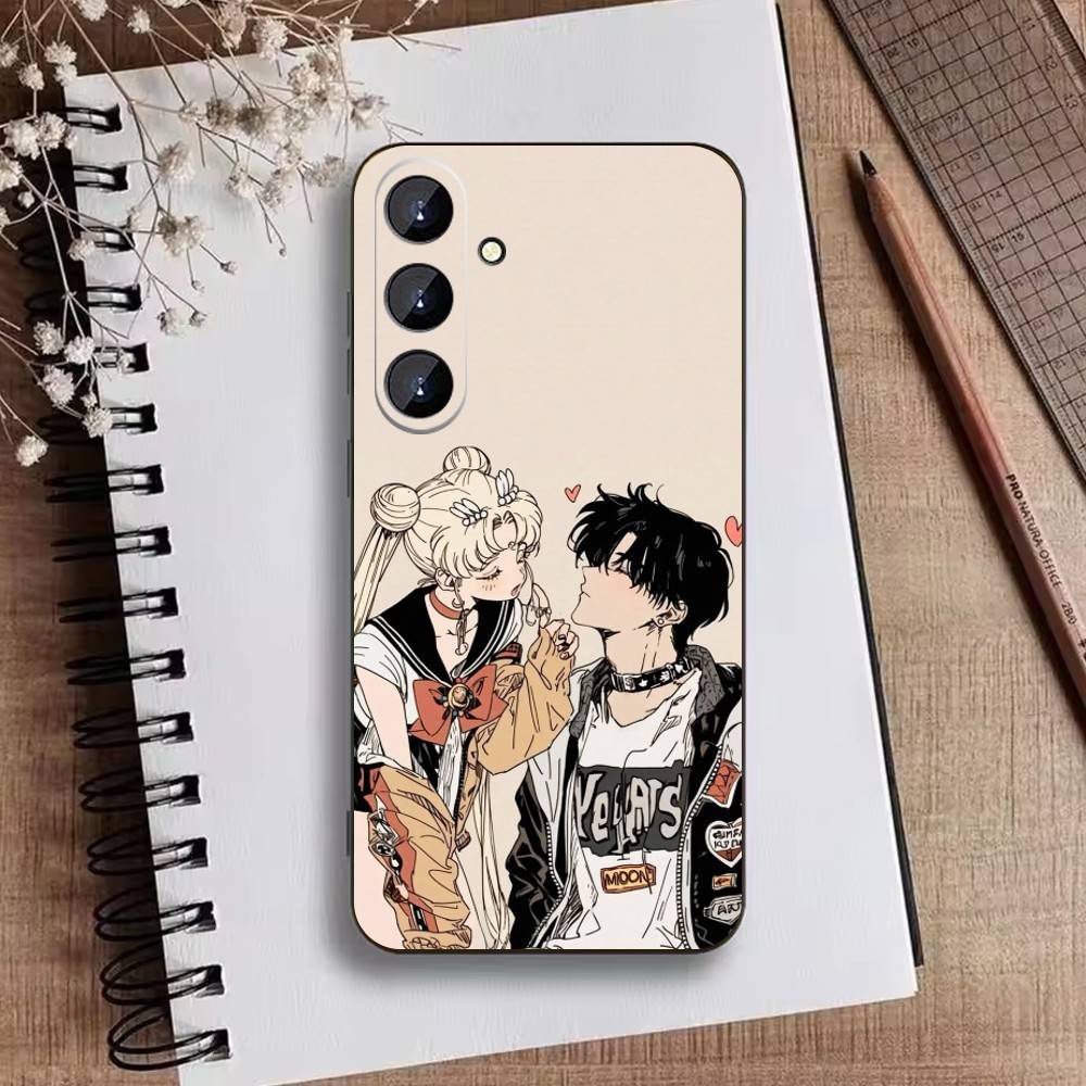 Cartoon F-Sailor M-Moons Phone Case For Samsung Galaxy A73,A21s,A22,A31,A52,A53,A71,A41Soft Black Shell