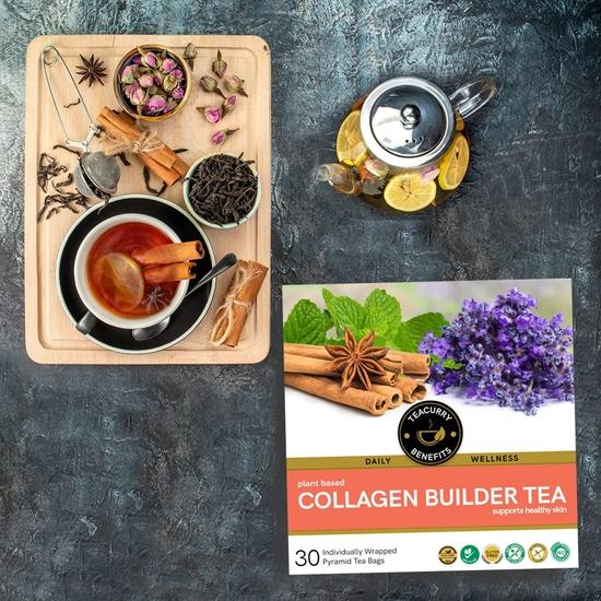 TEACURRY Collagen Builder Tea (1 Month Pack | 30 Tea Bags) - For Skin, Hair, Nails (With Vitamin C, Biotin)