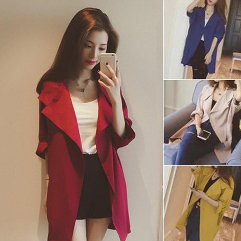 

Повседневная свободная женская ветровка с рукавами три четверти и отложным воротником