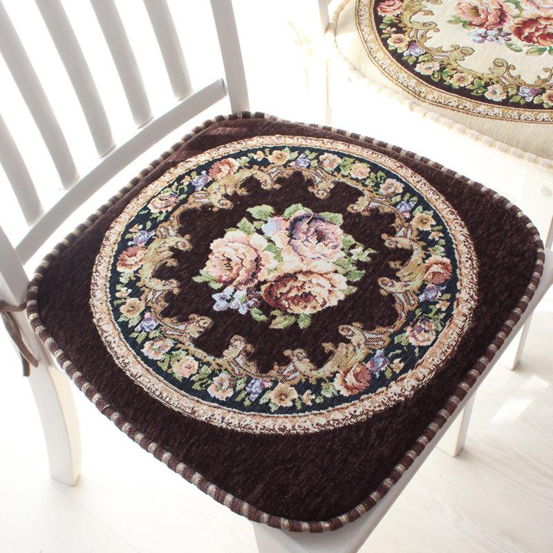 Chenier Jacquard Anti Slip Chair Cushion European Household Seat Pad Restaurant Decorat Dining Chair Mats Zippered Inner Core Can Disassembled Washed
