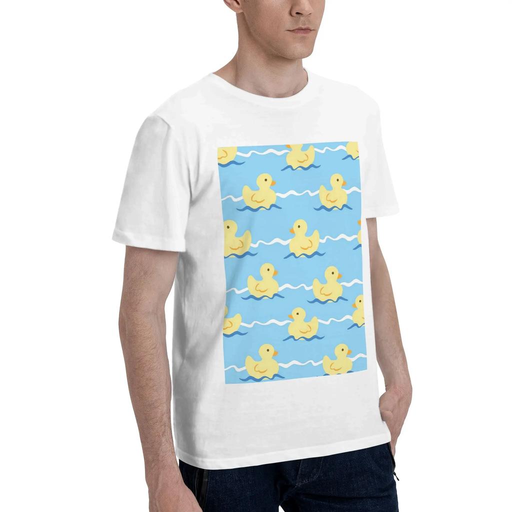 cute duck swimming seamless pattern Men TShirt Plus Size T Shirts Mens ONeck Cotton Tees Short Summer Male