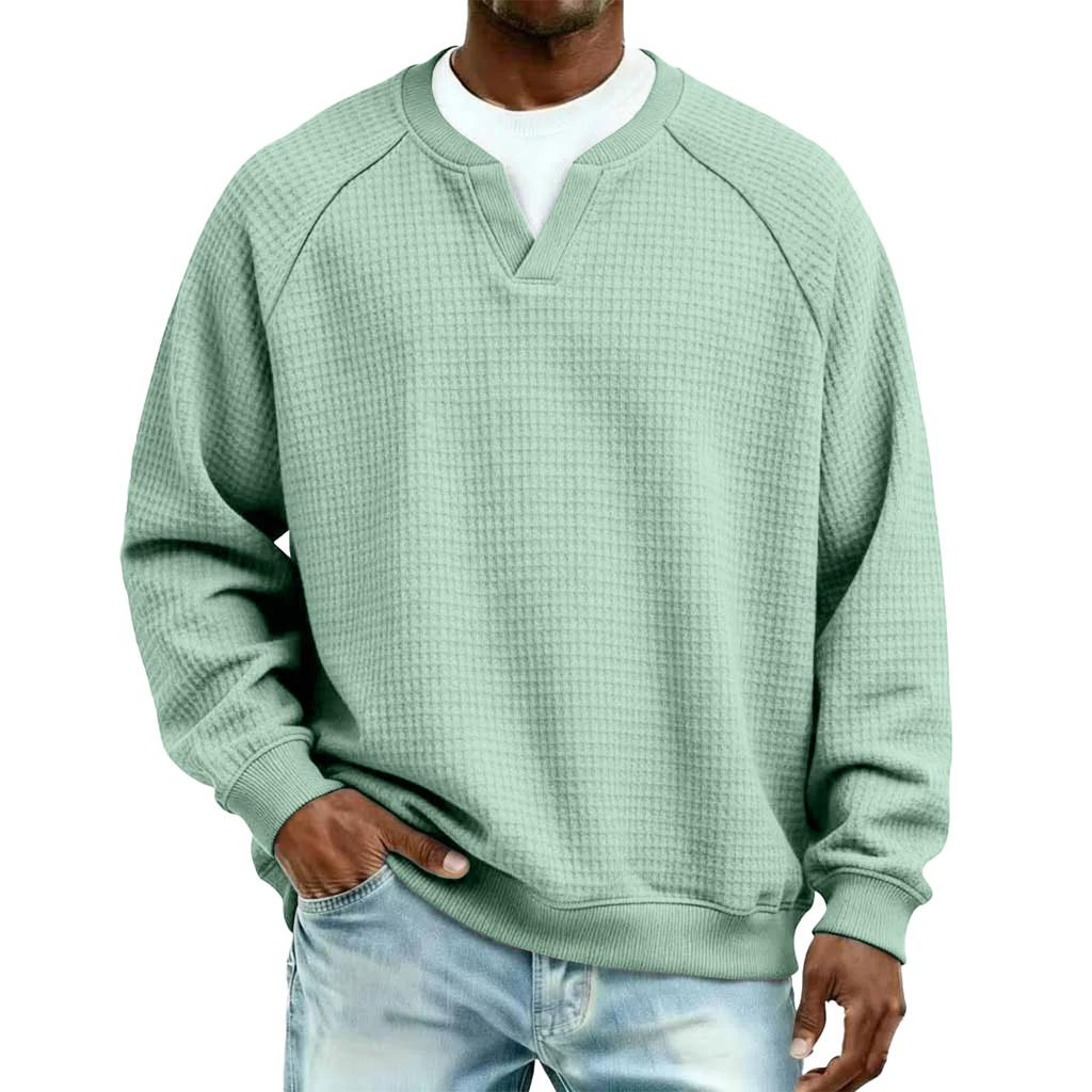 Herrstickad vardagspullover med krage - Långärmad för daglig användning