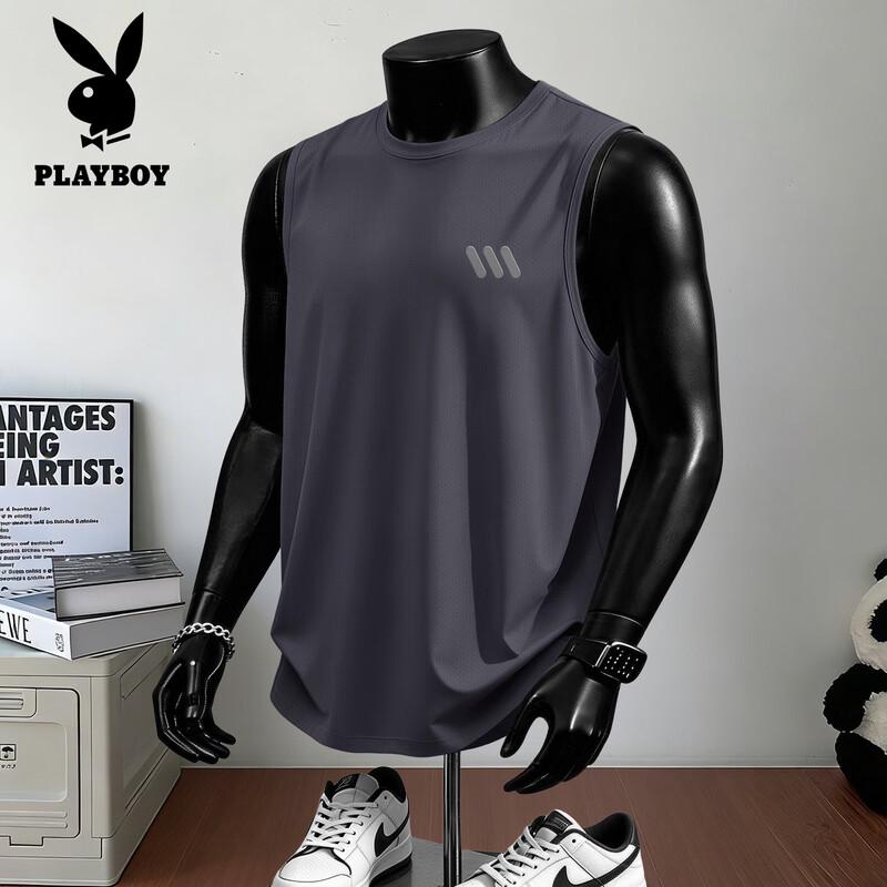 PLAYBOY Men s 2026 Quick-Dry Ice Silk Sports Vest 3XL